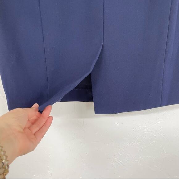 Tahari Arthur S Levine Navy Blue Cap Sleeve Sheath Dress Womens 4P Academia Mini - Picture 8 of 10